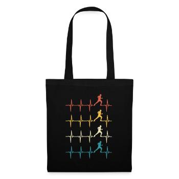 Running Heartbeat Retro Gift for Running Lovers - Tote Bag - black - Front
