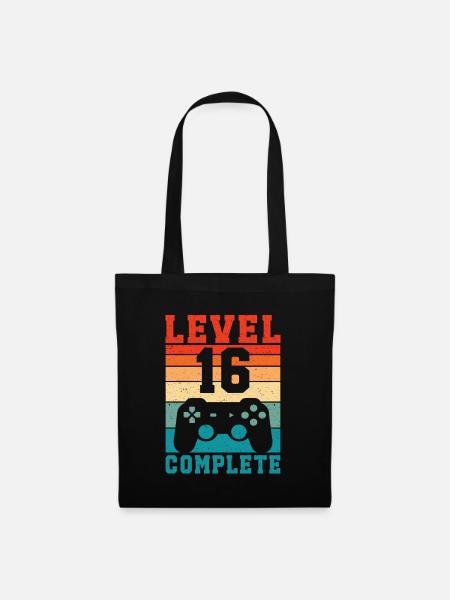 16. Geburtstag Level 16 Complete 16 Jahre Gamer - Stoffbeutel - Schwarz