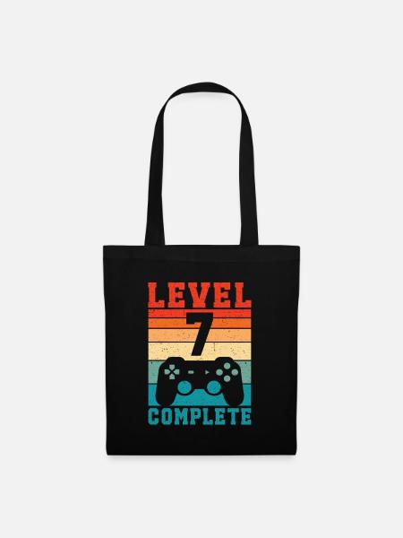 7. Geburtstag Level 7 Complete 7 Jahre Gamer  - Stoffbeutel - Schwarz