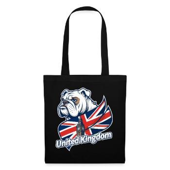 Bouledogue avec drapeau britannique et Big Ben - Sac en tissu - noir - Devant