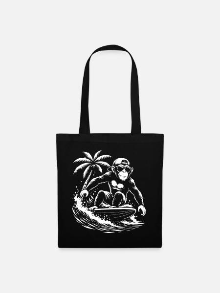 Surfing Monkey Beach Vibe - Stoffbeutel - Schwarz
