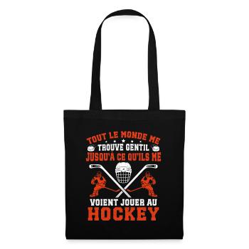 jouer au hockey cadeau drôle hockey sur glace - Tote Bag - black - Front