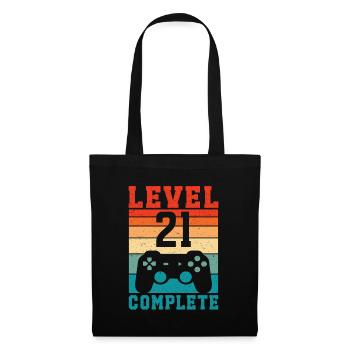 21. Geburtstag Level 21 Complete 21 Jahre Gamer - Stoffbeutel - Schwarz - Vorne