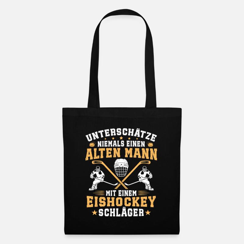 Eishockey alten mann mit einem eishockey schläger - Stoffbeutel - Schwarz