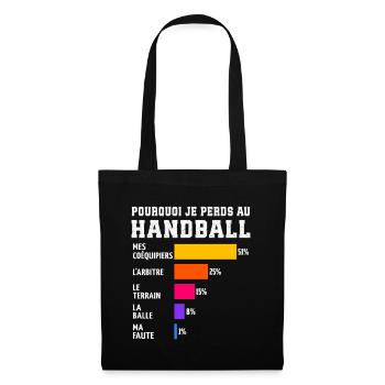 Warum ich beim Handball verliere - Stoffbeutel - Schwarz - Vorne
