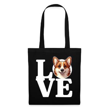 LIEBE Corgi Dog Queen Hundeliebhaber Lustig - Stoffbeutel - Schwarz - Vorne