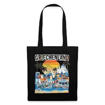 Griechenland Urlaub Vintage Strand - Stoffbeutel - Schwarz - Vorne