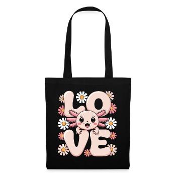Love Daisy Bloom Kawaii Axolotl - Tote Bag - black - Front