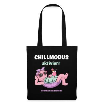 Schildkröte Chillmodus aktiviert: Pinke Lounge - Stoffbeutel - Schwarz - Vorne