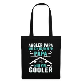 Angler Papa Wie Ein Normaler Papa Nur Viel Cooler  - Stoffbeutel - Schwarz - Vorne