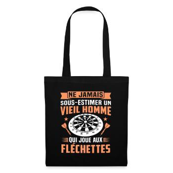 un vieil homme qui joue aux fléchettes - Sac en tissu - noir - Devant