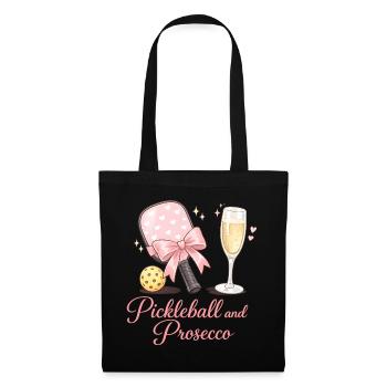 Pickleball und Prosecco Flair - Stoffbeutel - Schwarz - Vorne