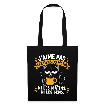 Chat blasé au café des matins - Sac en tissu - noir - Devant