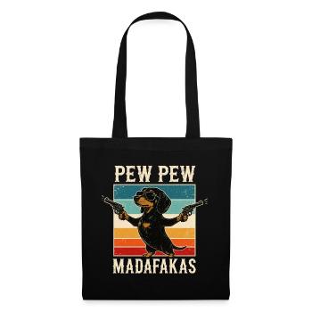 Pew Pew Madafakas Dachshund Funny Dachshund Retro - Tote Bag - black - Front