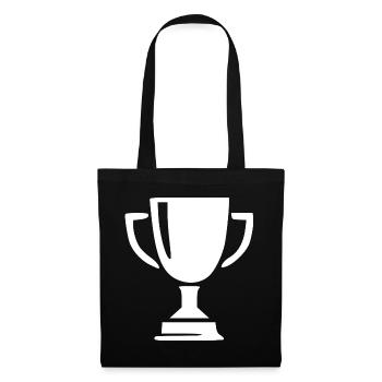 Pokal Sieg Geschenk Sportler - Stoffbeutel - Schwarz - Vorne