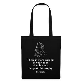Friedrich Nietzsche portrait with quote - Tote Bag - black - Front