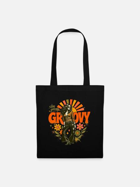 Stay Groovy Retro Girl - Stoffbeutel - Schwarz