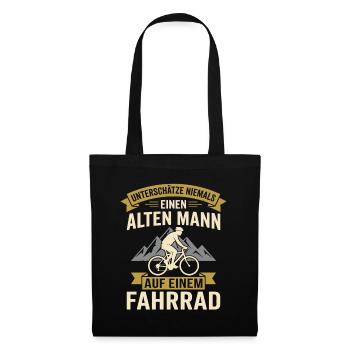 Alten Mann auf einem fahrrad - Stoffbeutel - Schwarz - Vorne