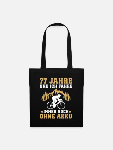 77. Geburtstag Geschenk Fahrrad Rennrad 77 Jahre - Stoffbeutel - Schwarz