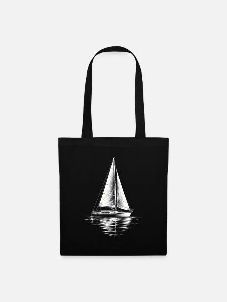 Segelboot Silhouette am Wasser - Stoffbeutel - Schwarz
