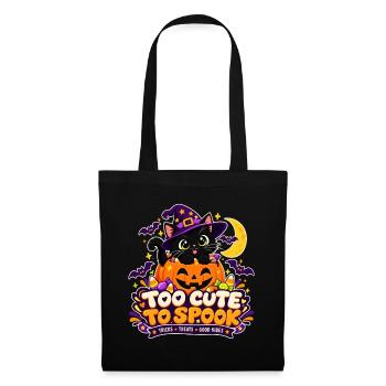 Too Cute To Spook Halloween Katze Kawaii - Stoffbeutel - Schwarz - Vorne