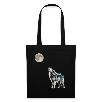 Mond ,Wolf - Stoffbeutel - Schwarz - Vorne
