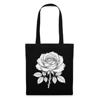 Weiße Rose Blüte Blume Geschenk Geburtstag  - Stoffbeutel - Schwarz - Vorne