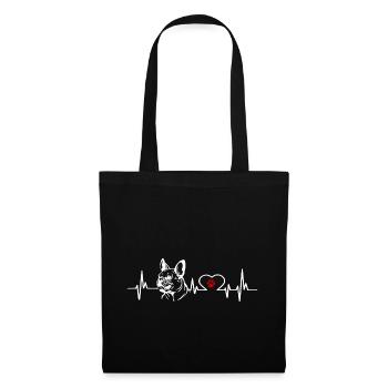 Battement de coeur bouledogue français chien chien ami - Sac en tissu - noir - Devant