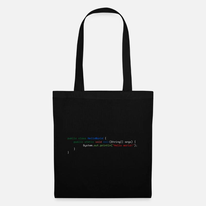 Java Bonjour Monde - Sac en tissu - noir