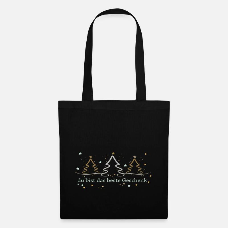 du bist das beste Geschenk, Weihnachten - Stoffbeutel - Schwarz