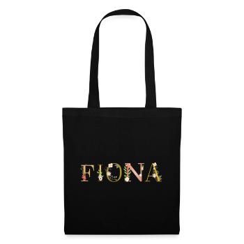 Le nom de FIONA décoré de fleurs - Sac en tissu - noir - Devant