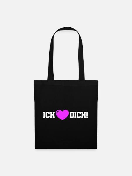 Ich Liebe Dich Herz - Stoffbeutel - Schwarz