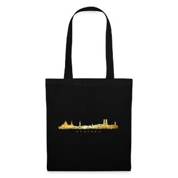 Münchener Skyline (Vintage/Goldgelb) München - Stoffbeutel - Schwarz - Vorne