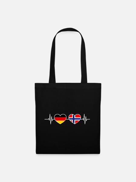 Herzschlag Deutschland Norwegen - Stoffbeutel - Schwarz