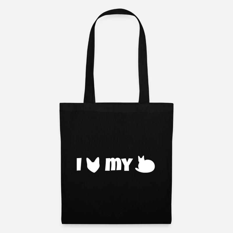 I heart my loaf - Cleveres Design für Katzenmama oder -papa - Stoffbeutel - Schwarz