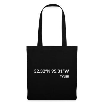 Coordonnées de Tyler, Texas, États-Unis - Sac en tissu - noir - Devant
