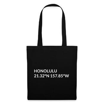 Honolulu Hawaii USA Koordinaten - Stoffbeutel - Schwarz - Vorne