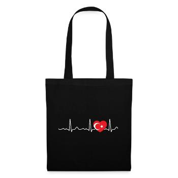 Turkey - heartbeat, pulse, heart line, ECG, red - Tote Bag - black - Front