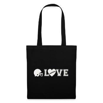 Football Liebe American Football Love Geschenk - Stoffbeutel - Schwarz - Vorne
