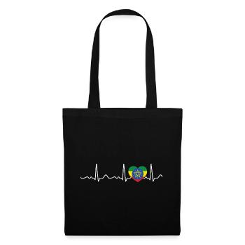 Ethiopie - rythme cardiaque, pouls, ligne cardiaque, ECG - Sac en tissu - noir - Devant
