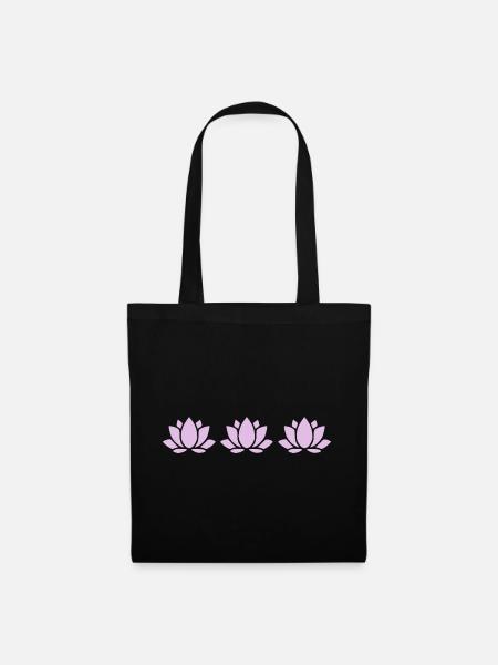 Lotusblume Lotusblüte violett Blume Blüte Yoga - Stoffbeutel - Schwarz