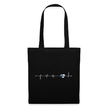 Heartbeat Love Finlande Drapeau - Sac en tissu - noir - Devant