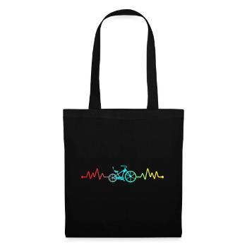 Rainbow Heart Beat Bicycle - Tote Bag - black - Front