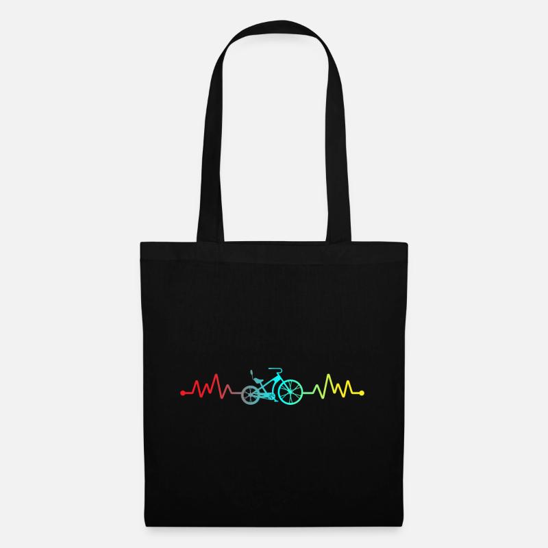 Rainbow Heart Beat Bicycle - Tote Bag - black