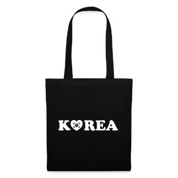 Korea Love Heart Flagge - Stoffbeutel - Schwarz - Vorne