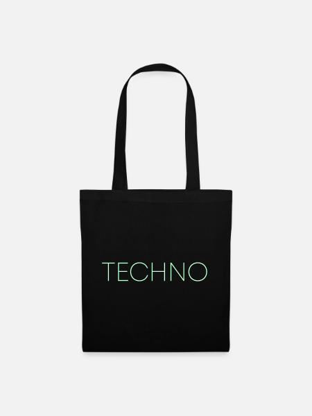 Techno Musik Schriftzug - Stoffbeutel - Schwarz