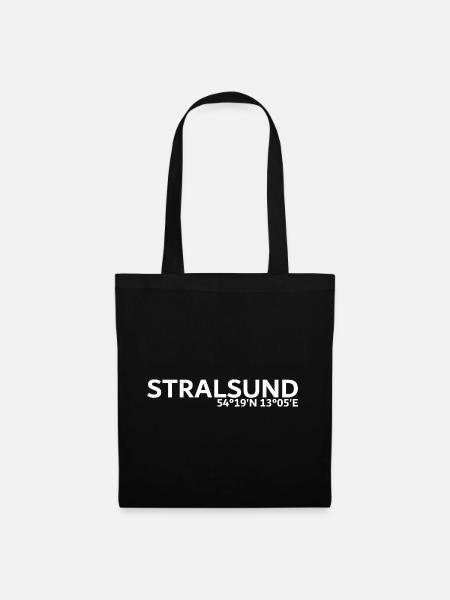 Stralsund Koordinaten - Stoffbeutel - Schwarz