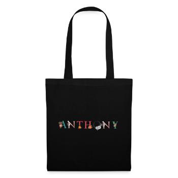 ANTHONY Nom Art avec fleurs brodées - Sac en tissu - noir - Devant