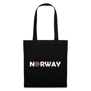 Lettrage de la Norvège avec drapeau - Norge - Norwegen - Sac en tissu - noir - Devant