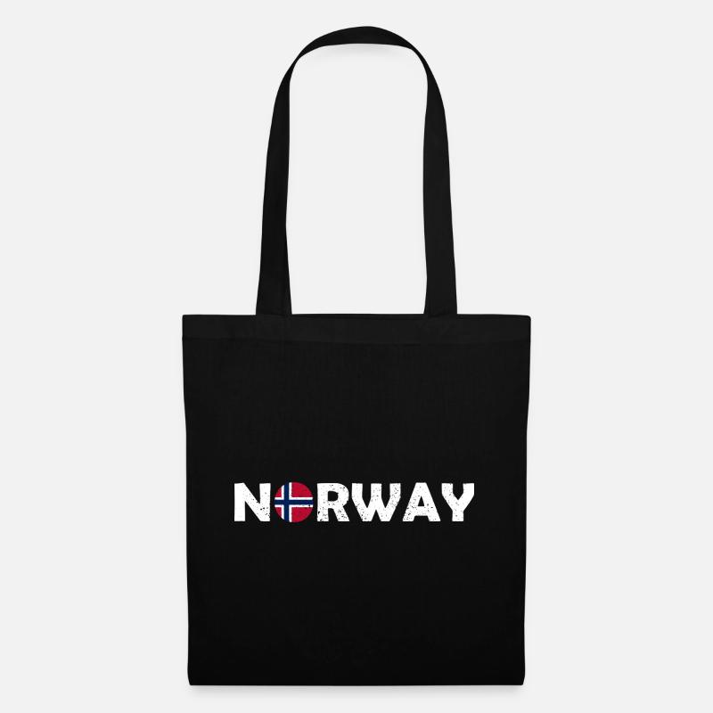 Norway Lettering with Flag - Norge - Norwegen - Stoffbeutel - Schwarz